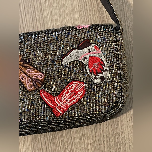 NWT Beaded Western Boots Shoulder Bag - Cowgirl Rodeo Festival Clutch - Picture 13 of 14